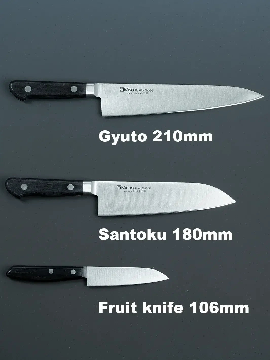 Misono Japanese Craftsmanship Knife Set: Gyuto, Santoku, Petty - Home Chef Essential